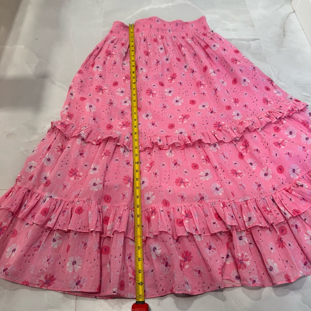 LoveShackFancy Pink Tiered Ruffled Maxi Skirt - Picture 12 of 13